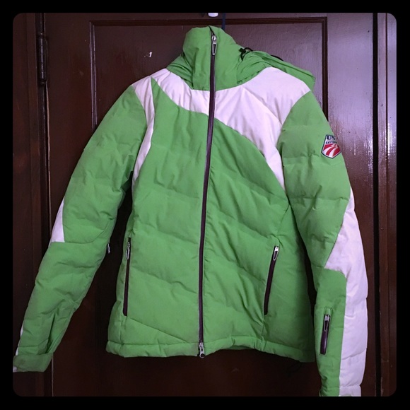 US Ski Team Spyder Lime Green Ski Jacket Size 8/S - Picture 1 of 3